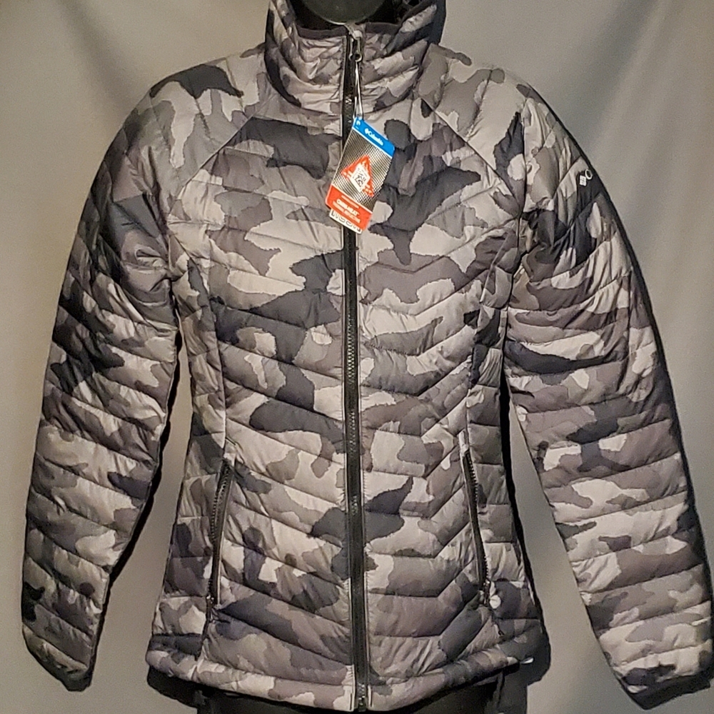NWT Columbia XS Omni-Heat Powder Lite Thermal Reflective Jacket  Camo Zip
